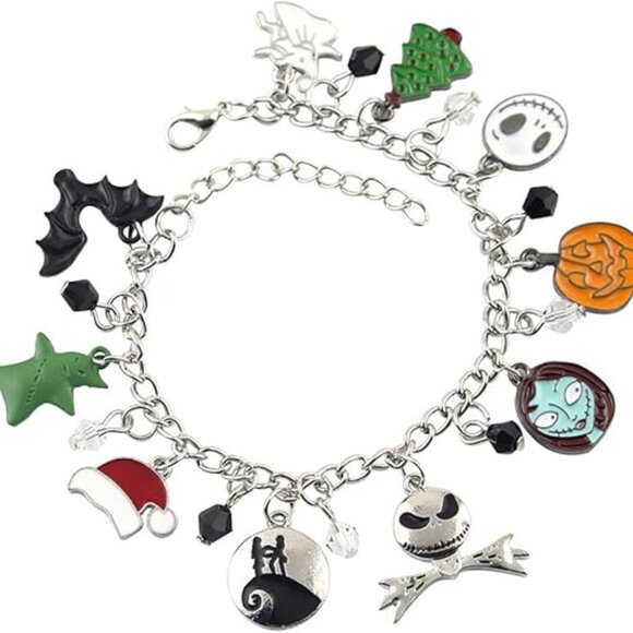 Nightmare Before Christmas Bracelet Jack Skull Enamel Pendant - Picture 3 of 4